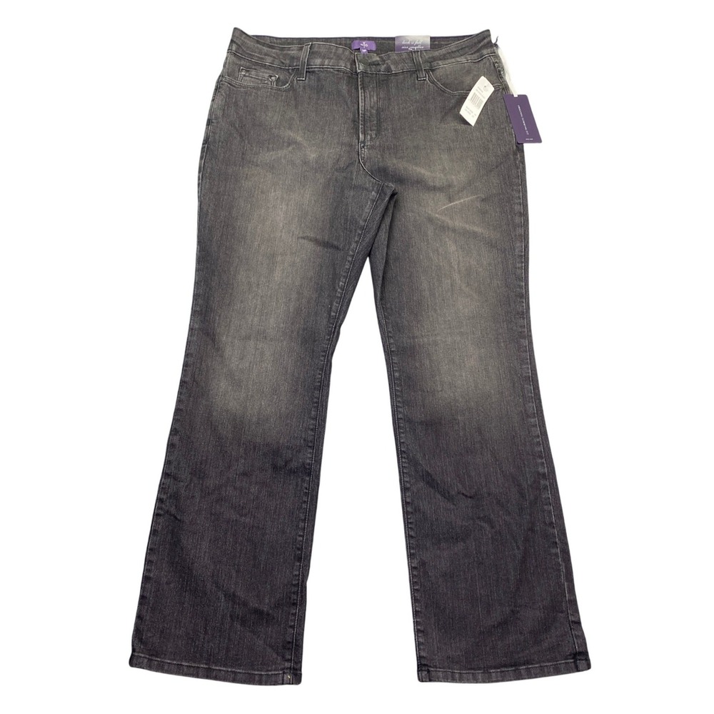 NYDJ Marilyn Straight Jeans Womens 16P Onyx Wash Grey Slimming Stretch Denim NEW